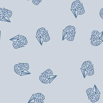 Paper plane brainstorm line seamless pattern Stock Illustration