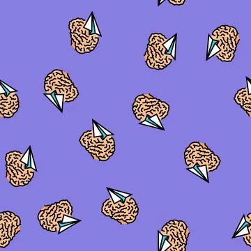 Paper plane brainstorm vector seamless pattern Stock Illustration