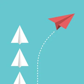 Paper plane changing direction Stock Illustration