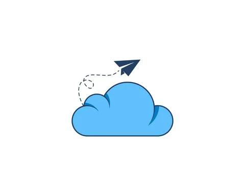Paper plane on the cloud logo Stock Illustration