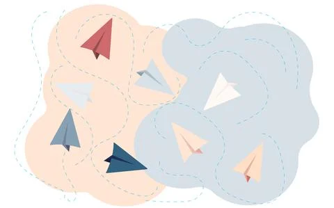 Paper plane with dushed line vector illustration Stock Illustration