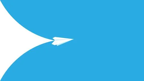 Paper plane flying on blue background Stock Illustration