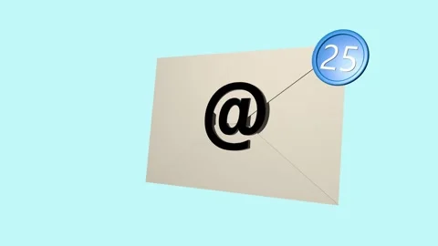 Paper Plane flying into envelope Email with Counter number of Electronic Mails Stock Footage 258853514