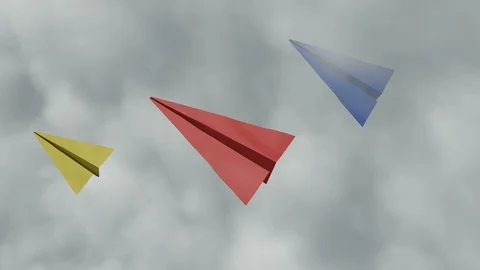 Paper plane flying high in the clouds Stock Footage 104532218