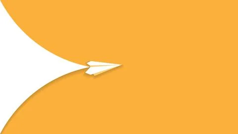 Paper plane flying on orange background Stock Illustration