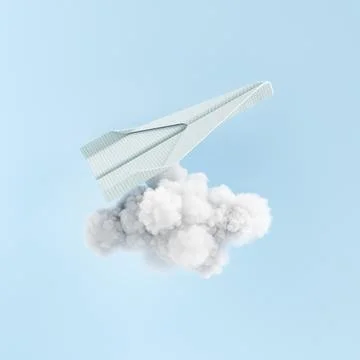Paper plane flying over cloud Stock Photos