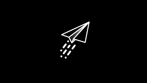 Paper plane flying upward animation isolated on black background Stock Footage 335392381