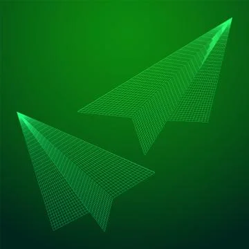 Paper plane flying wireframe vector 스톡 일러스트