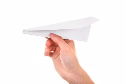 Paper Plane in a Hand Stock Photos