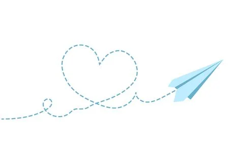Paper plane with heart path Stock Illustration