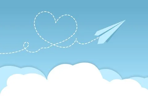 Paper plane with heart path Stock Illustration