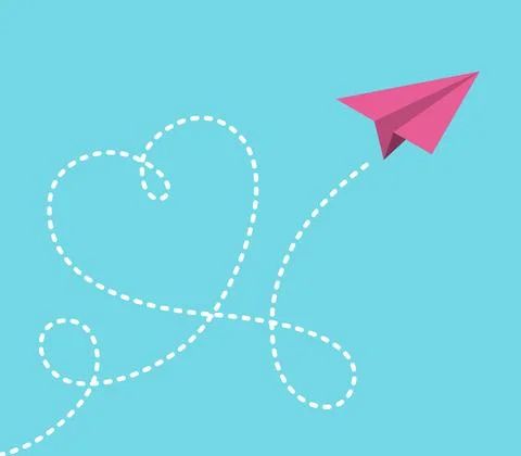 Paper plane, heart shape Stock Illustration