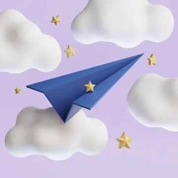Paper plane icon on clouds. Concept for send message. Subscribe to newslett.. Stock Illustration