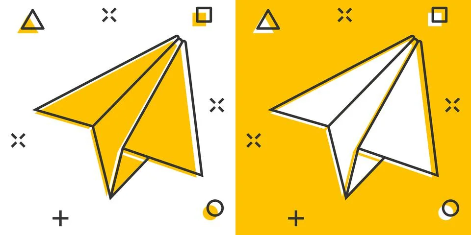 Paper plane icon in comic style. Sent message cartoon vector illustration on  Stock-Illustration