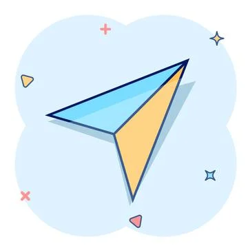 Paper plane icon in comic style. Sent message cartoon vector illustration on  Illustrazione stock