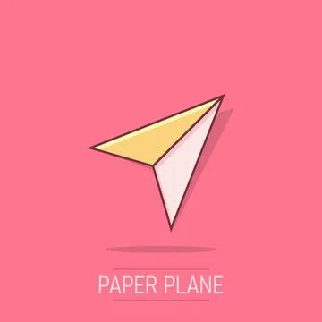 Paper plane icon in comic style. Sent message cartoon vector illustration o.. Stock Illustration