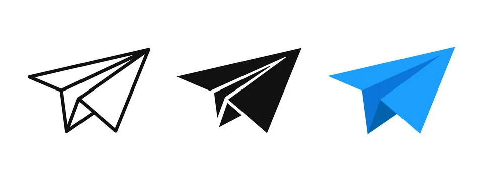 Paper plane icon. Send message button. Blue paper plane logo. E-mail, lette.. Stock Illustration
