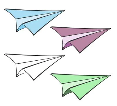 Paper plane icon set, paper airplane doodle イラスト素材