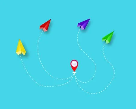Paper plane icon soaring through blue sky. Vector illustration of origami Stock Illustration