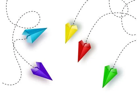 Paper plane icon soaring through blue sky. Vector illustration of origami Illustrazione stock