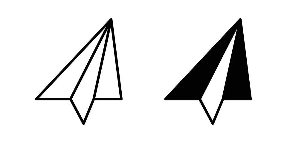 Paper plane icon solid, line, and editable vector set. Stock Illustration