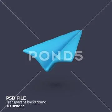 Paper plane isolated 3d render icon illustration PSD Template
