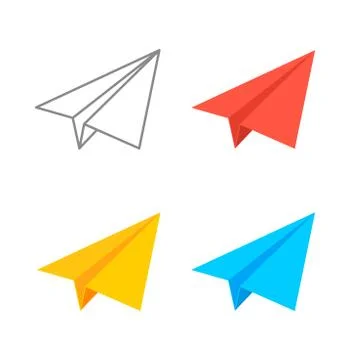 Paper plane isometric vector icon set. Origami paper airplane illustration Stock Illustration