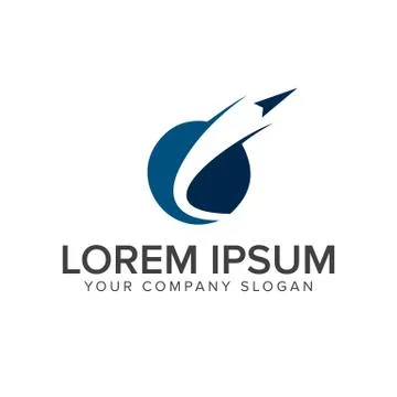 Paper plane launch logo. technology logo design concept template Stock Illustration