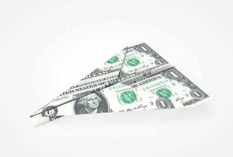 Paper Plane Made of One U.S. Dollar Bill (Banknote). Stock Illustration