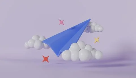 Paper plane mail icon on cloud for send new message Minimal email sent letter Stock Illustration