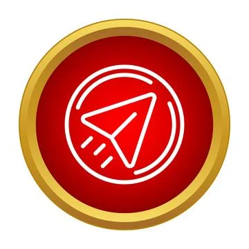 Paper plane messenger sending message icon with gold frame Stock Illustration