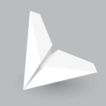 Paper plane model. Origami handmade aircraft view. Vector white paper airplane Stock Illustration