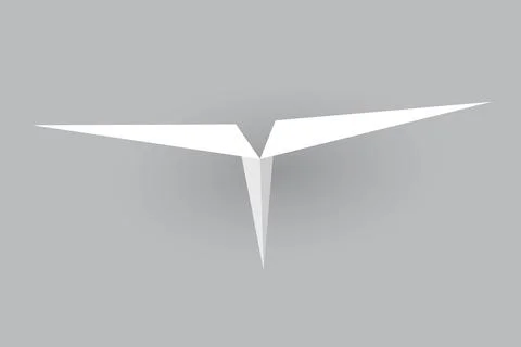 Paper plane model. Origami handmade aircraft view. Vector white paper airplane Stock Illustration