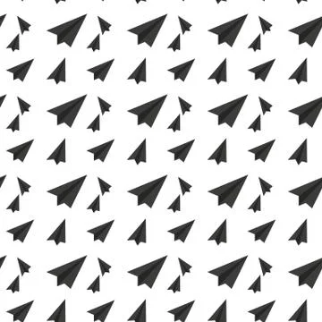 Paper plane pattern repeat seamless in black color for any design. Vector geo Stock Illustration