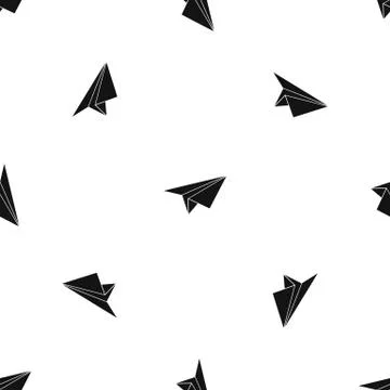 Paper plane pattern seamless black イラスト素材