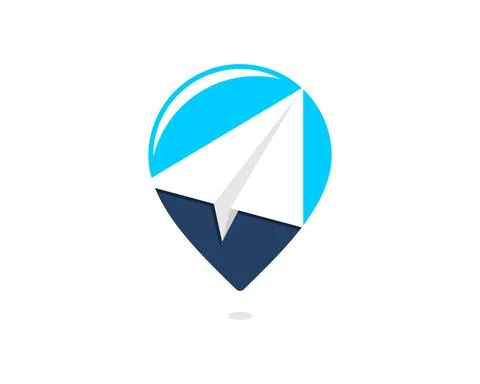 Paper plane in the point location shape Stock Illustration