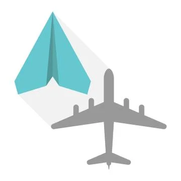 Paper plane, real shadow Stock Illustration