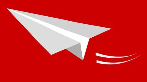 Paper plane on red background Stock Illustration