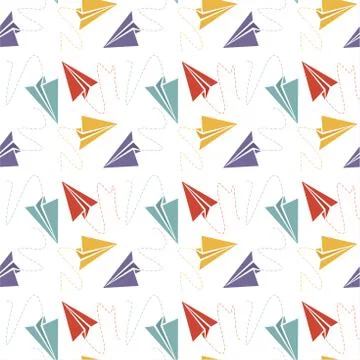 Paper plane seamless pattern vector on white background Illustrazione stock