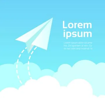 Paper Plane In Sky Over Clouds At Blue Copy Space Background Stock Illustration