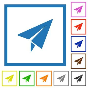 Paper plane solid flat framed icons Stockillustratie