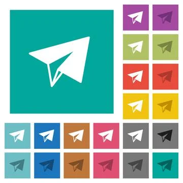 Paper plane square flat multi colored icons Stock Illustration