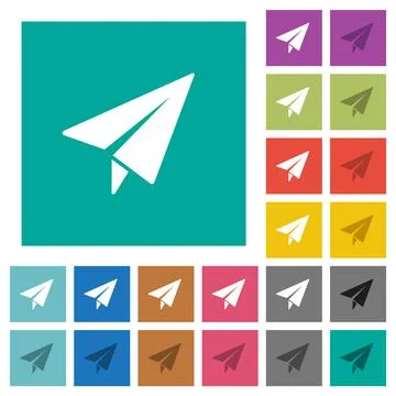 Paper plane square flat multi colored icons Stock Illustration