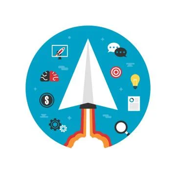 Paper plane startup imagination Stock Illustration