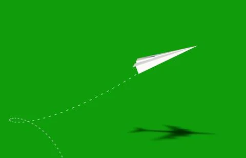 Paper plane take off with airliner shade green Stock Illustration