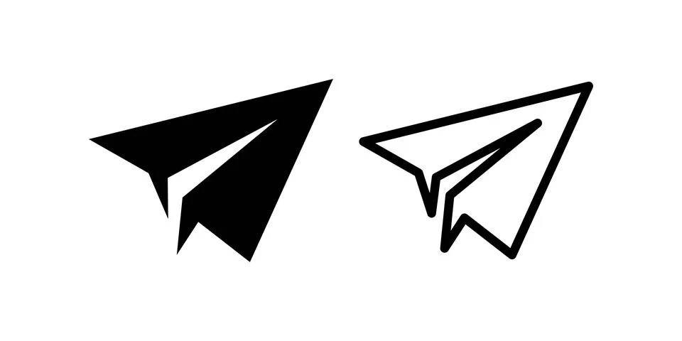 Paper plane vector icon set isolated on white background. Stock Illustration