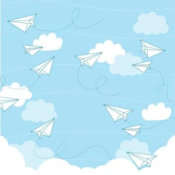 Paper plane vector seamless pattern Stock Illustration