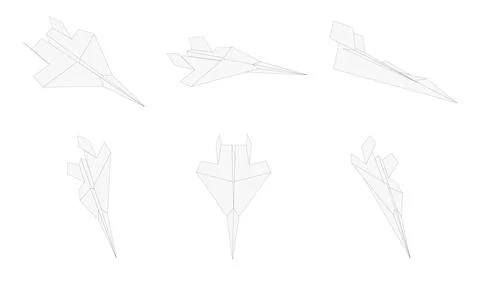 Paper plane vector set. Military origami plane. Stock Illustration