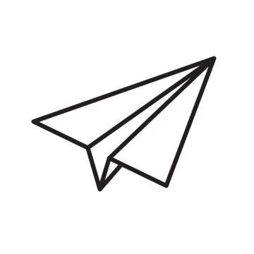 Paper plane vector thin line icon. Paper airplane jet fly flat simple outline Illustrazione stock