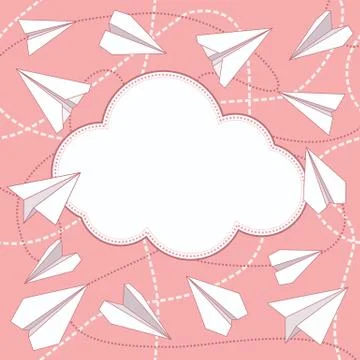 Paper Planes and Cloud Vector Background Stock Illustration
